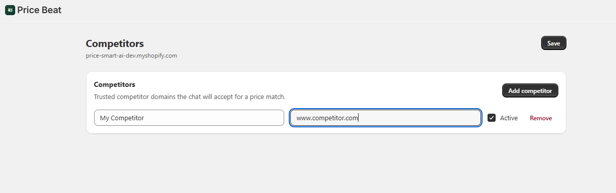 Add your competitors