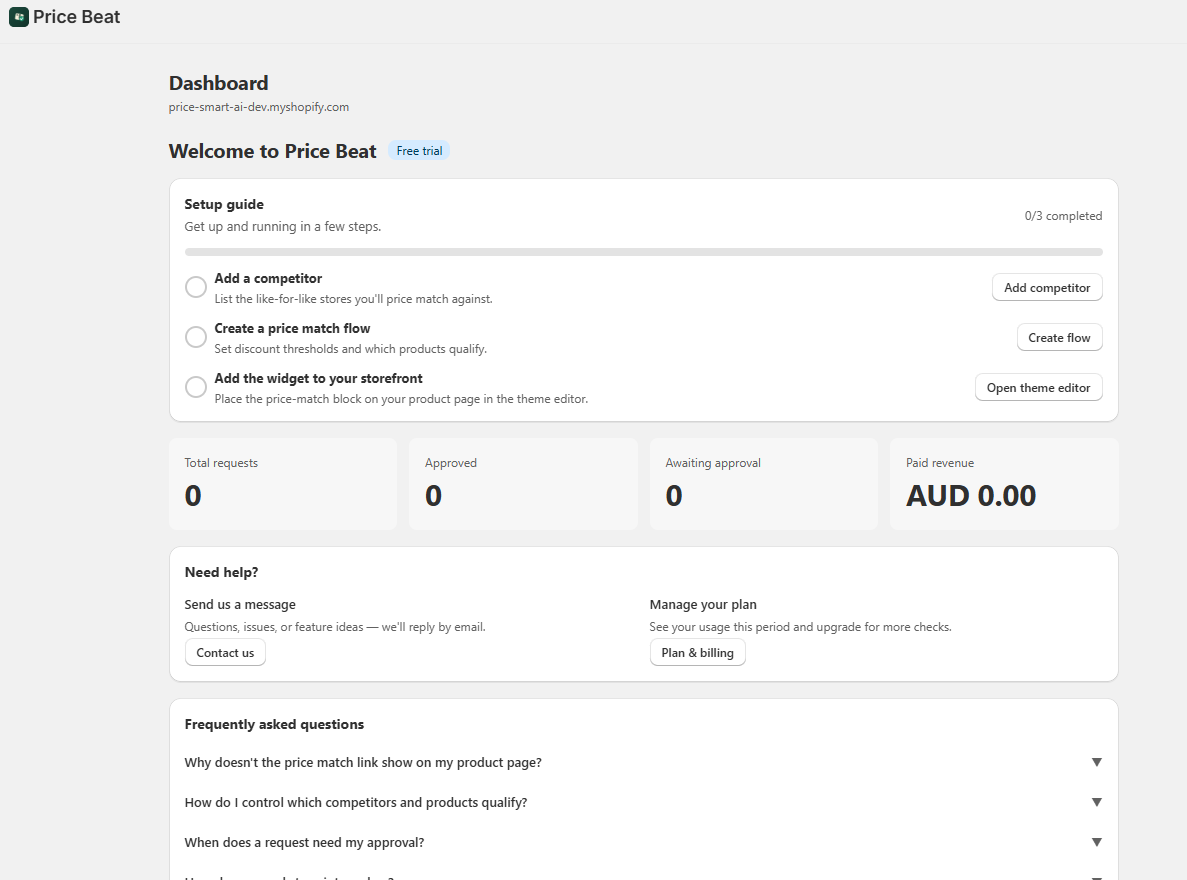 Guided dashboard