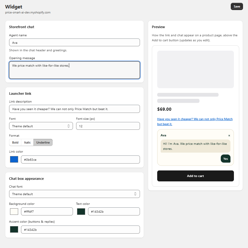 Brandable widget
